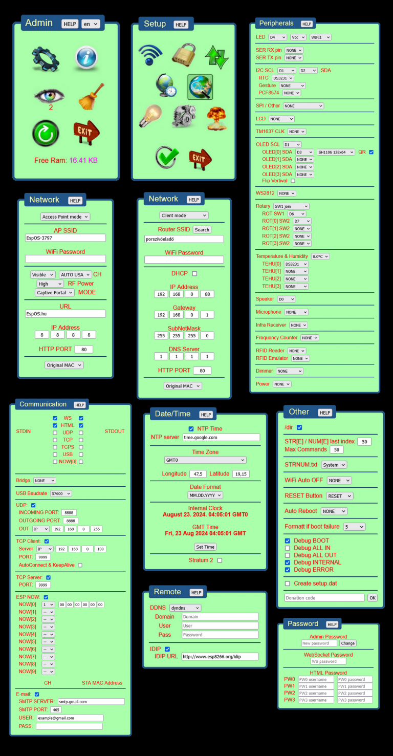 Setup menu - EspOS
